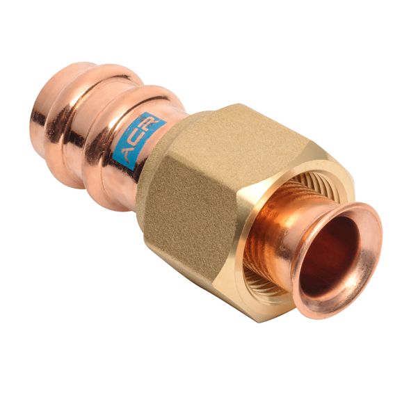 Sanha ACR copper press flare adapter with brass nut